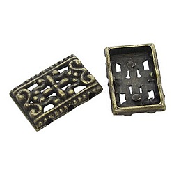 Alloy Multi-Strand Links, Tibetan Style, Cadmium Free & Lead Free, Rectangle, Antique Bronze Color, Size: 17x12x3mm, Hole: 1.5mm, about 400~430pcs/1000g(TIBEB-LF0381YKG-AB-LF)