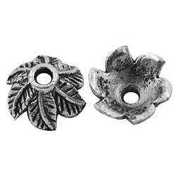 Tibetan Style Bead Caps, Cadmium Free & Nickel Free & Lead Free, Antique Silver, 11x10x5mm, Hole: 2mm(TIBEB-LF9396YKG-AS-FF)