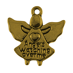 Tibetan Style Alloy Pendants, Lead Free & Cadmium Free, Angel, Antique Golden, 19x19x3mm, Hole: 2mm(TIBEP-4643-AG-LF)