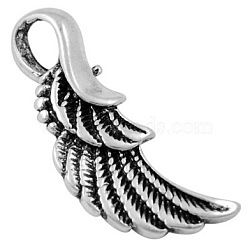 Tibetan Style Pendants, Alloy, Lead Free and Cadmium Free, Wing, Antique Silver Color, Size: about 32mm long, 11mm wide, 3mm thick, hole: 7x4mm, 450pcs/1000g(TIBEP-EA11935YKG-AS-LF)