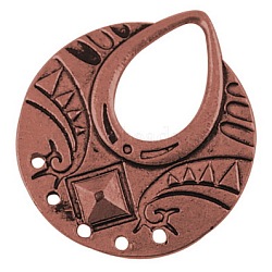 Tibetan Style Links, Chandelier Components, Alloy, Cadmium Free and Lead Free and Nickel Free, Flat Round, Red Copper Color, Size: about 25mm long, 22.5mm wide, 1mm thick, hole: 12.5mm, 320pcs/1000g(TIBEP-EA456YKG-R-FF)