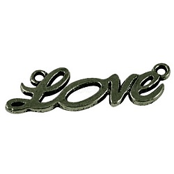 Tibetan Style Links, Cadmium Free & Nickel Free & Lead Free, Word Love, Antique Bronze, 35x13x2mm, Hole: 1mm(TIBEP-LF11103YKG-AB-FF)