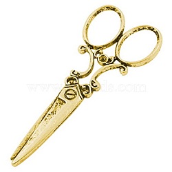 Tibetan Style Alloy Large Pendants, Cadmium Free & Nickel Free & Lead Free, Scissors, Antique Golden, 60x25x1.5mm, Hole: 4mm(TIBEP-LF9361YKG-AG-FF)