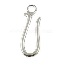 Tibetan Style Alloy Hook Large Pendants, Cadmium Free & Lead Free, Antique Silver, 70x25x4mm, Hole: 8mm(TIBEP-R28-AS-LF)