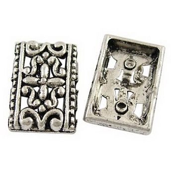 Alloy Multi-Strand Links, Tibetan Style, Cadmium Free & Lead Free, Rectangle, Antique Silver Color, Size: 17x12x3mm, Hole: 1.5mm, about 400~430pcs/1000g