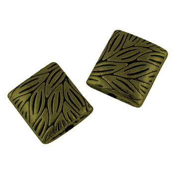 Tibetan Style Alloy Beads, Cadmium Free & Lead Free, Rectangle, Antique Bronze, 10x9x4mm, Hole: 1mm