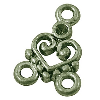 Tibetan Style Links, Lead Free and Cadmium Free, Heart, Antique Bronze, 15x10x2mm, Hole: 2mm
