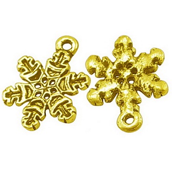 Tibetan Style Alloy Pendants, Lead Free and Cadmium Free, Antique Golden, Snowflake, Christmas, 22x16x2mm, Hole: 1.5mm, about 670pcs/1000g