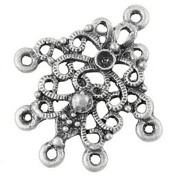 Tibetan Style Connectors, Cadmium Free & Nickel Free & Lead Free, Palm, Antique Silver, Size: about 30mm long, 26mm wide, 2mm thick, hole: 1mm, 360pcs/1000g