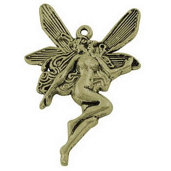 Tibetan Style Alloy Pendants, Angel, Antique Bronze, Lead Free and Cadmium Free, 22.5x15x2.5mm, Hole: 1.5mm, about 690pcs/1000g