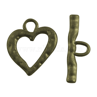 Antique Bronze Heart Alloy Toggle Clasps