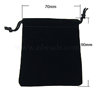 Velvet Jewelry Bags, Black, 90x70mm(TP-A001-7x9cm-2)
