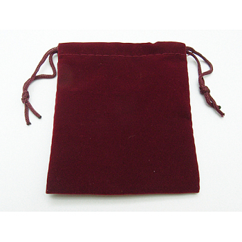 Velvet Jewellery Bag, Dark Red, About 9cmx10.5cm