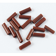 Opaque Glass Bugle Beads, Saddle Brown, 6~8x1.8mm, Hole: 0.6mm, about 10000pcs/bag(TSDB6MM46)
