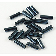 Glass Bugle Beads, Seed Beads, Marine Blue, about 6mm long, 1.8mm in diameter, hole: 0.6mm, about 10000pcs/bag. Sold per package of one pound(TSDB6MM706)