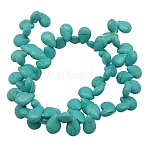 Synthetic Howlite Beads, Dyed, teardrop, Turquoise, 14x10x5mm, Hole: 1mm, about 900pcs/kg(TURQ-14X10)