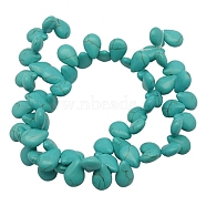 Synthetic Howlite Beads, Dyed, teardrop, Turquoise, 14x10x5mm, Hole: 1mm, about 900pcs/kg(TURQ-14X10)