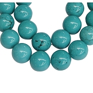 Gemstone Beads, Natural Magnesite, Round, Dyed, Turquoise Color, Size: about 18mm in diameter, hole: 1.5mm, about 23pcs/strand, 15.5 inch, 5~6strands/kg(TURQ-18D-3)