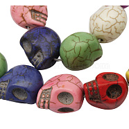Synthetic Howlite Beads, for Halloween, Skull, Dyed, Mixed Color, 18x17mm, Hole: 1mm, about 180pcs/kg(TURQ-18X17-11)