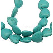 Synthetic Howlite Beads, Dyed, Heart, Turquoise, 24x25x8mm, Hole: 1mm, about 300pcs/kg(TURQ-20D-12)