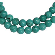 Gemstone Beads, Natural Howlite, Round, Dyed, Turquoise Color, Size:about 6mm in diameter, hole: 1.2mm, 66 pcs/strand, 15.5 inch(TURQ-6D-1)