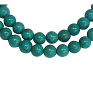 Gemstone Beads, Natural Magnesite, Round, Dyed, Dark Turquoise Color, Size: about 6mm in diameter, hole: 1.2mm, 66 pcs/strand, 15.5 inch(TURQ-6D)