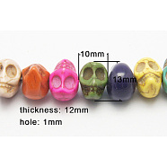 Synthetic Turquoise Beads Strands, Halloween, Skull, Colorful, Size: about 10mm wide, 13mm long, 12mm thick, 42pcs/strand, 15.5 inch/strand, hole: 1mm, 24strands/2000g(TURQ-B001-8)
