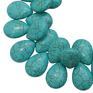Synthetical Howlite Beads, Dyed, Teardrop, Turquoise, 24~25x18mm, Hole: 1mm, about 200pcs/1000g(TURQ-G558-22)