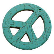 Synthetic Howlite Big Pendants, Dyed, Peace Sign, Turquoise, 55x4mm, Hole: 1mm, about 51pcs/1000g(TURQ-GP204-1)