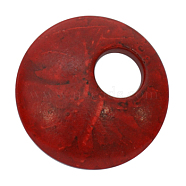 Synthetical Howlite Pendants, Dyed, Flat Round, Red, 44~45mm, Hole: 14mm, about 50pcs/1000g(TURQ-GP344)