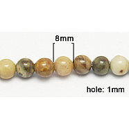 Natural Picasso Stone/Picasso Jasper Beads Strands, Round, Colorful, 8mm, Hole: 1mm, about 48pcs/strand, 15.5 inch(TURQ-H035-3)