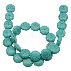 Synthetic Howlite Beads, Dyed, Flat Round, Turquoise, 12x6mm, Hole: 1mm, about 1000pcs/kg(TURQ-12D-2)