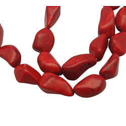Synthetic Howlite Beads Strands, Dyed, Amorphous, Red, 20~24x11~15mm(TURQ-20X11-3)