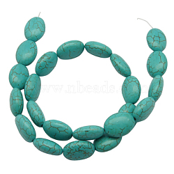 Synthetic Howlite Beads, Dyed, Oval, Turquoise, 25x18x7mm, Hole: 1mm, about 220pcs/kg(TURQ-25X18-1)