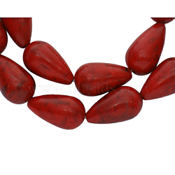 Synthetical Howlite Beads, Dyed, Teardrop, Red, 17~18x10mm, Hole: 1mm, about 160pcs/1000g(TURQ-G610-5)