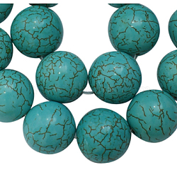 Synthetical Howlite Beads, Dyed, Round, Turquoise, 20mm, Hole: 1.5mm, about 100pcs/1000g(TURQ-GSR20mm129)
