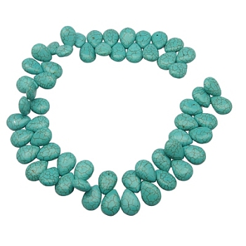 Synthetic Howlite Beads, Dyed, teardrop, Turquoise, 18x13x6mm, Hole: 1mm, about 560pcs/kg