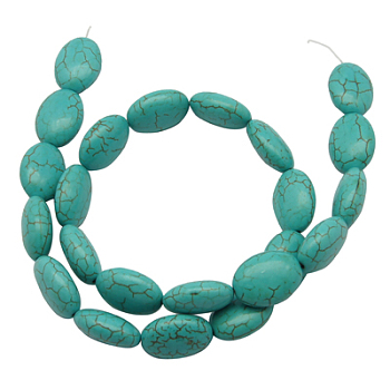 Synthetic Howlite Beads, Dyed, Oval, Turquoise, 25x18x7mm, Hole: 1mm, about 220pcs/kg