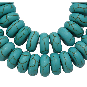 Synthetical Howlite Beads, Dyed, Rondelle, Turquoise, 8x3~4mm, Hole: 1mm, about 2500pcs/1000g
