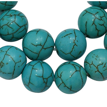 Synthetical Howlite Beads, Dyed, Round, Turquoise, 10mm, Hole: 1mm, about 800pcs/1000g