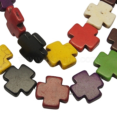 20mm Mixed Color Cross Howlite Beads