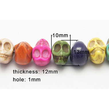 13mm Colorful Skull Synthetic Turquoise Beads
