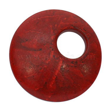 Red Flat Round Howlite Pendants