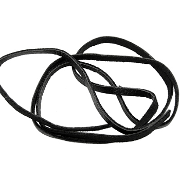 Imitation Leather Cord, Black, about 5mm wide, 1mm thick