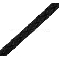 Braided Leather Cord, Black, 3mm, 50yards/bundle(VL3mm-1)