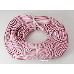 Cowhide Leather Cord, Leather Jewelry Cord, Jewelry DIY Making Material, Round, Dyed, Pink, 1mm(WL-H003-2)
