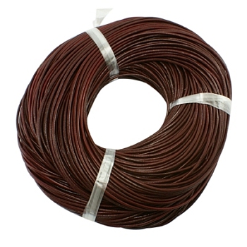 Leather Beading Cord, Cowhide Leather, DIY Necklace Making Material, Chocolate, 4mm, about 109.36 yards(100m)/bundle