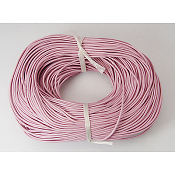 Cowhide Leather Cord, Leather Jewelry Cord, Jewelry DIY Making Material, Round, Dyed, Pink, 1mm