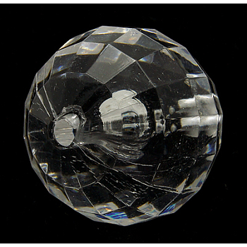 Transparent Acrylic Beads, Faceted Round, Clear, 8mm