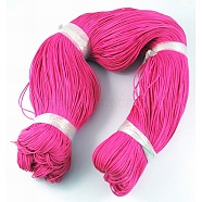 Round Waxed Polyester Cord, Taiwan Waxed Cord, Twisted Cord, Fuchsia, 1mm, about 415.57 yards(380m)/bundle(YC-R135-144)